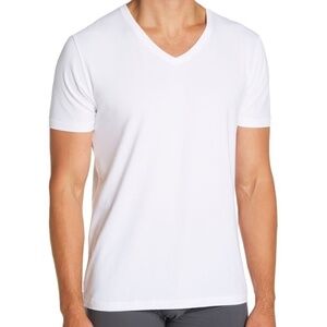 Tommy John V-Neck White Cotton Basic T-shirt